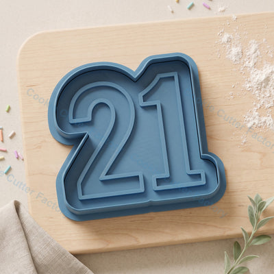 2-Digit Number 21 Cookie Cutter and Embosser Stamp - 21st Birthday Party Cookies