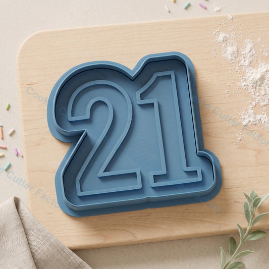 2-Digit Number 21 Cookie Cutter and Embosser Stamp - 21st Birthday Party Cookies