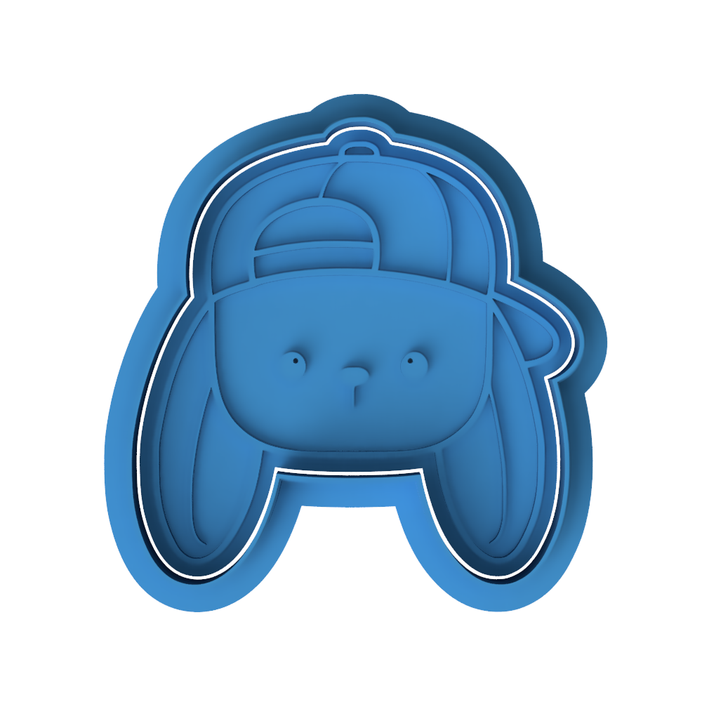 Easter Bunny wearing Baseball Cap Cookie Cutter and Embosser Set – Easter Collection