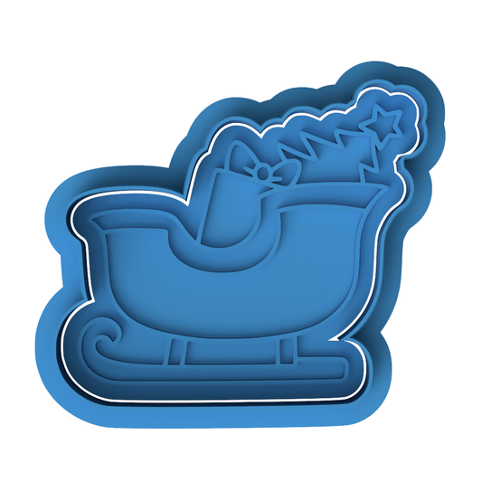 Santa's Sleigh Cookie Cutter and Embosser Set | Christmas Sleigh Holiday Presents