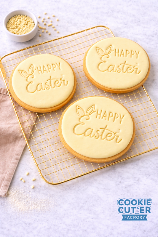 Happy Easter Bunny Ears Round Cookie Embosser – Easter Collection
