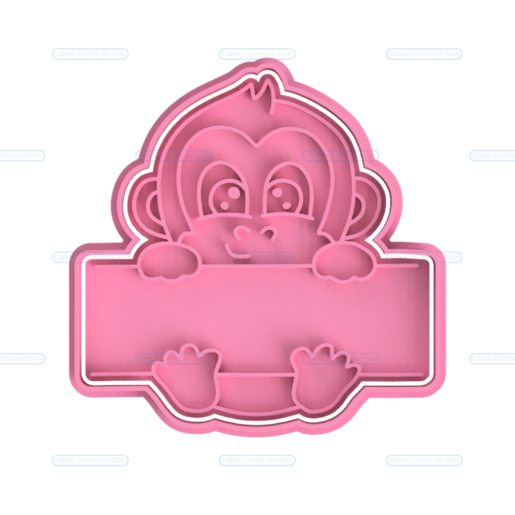 Monkey with Sign Cookie Cutter and Stamp Embosser MWS017