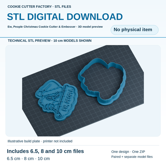 Ew, People Christmas Cookie Cutter & Embosser — All Sizes STL Download | CCF_APPROVED_MEDIA_V1:2:55f91d247b2efd06a14bd227a432db02e36d9ada50c4e9b59a17bcb4ad65cad9