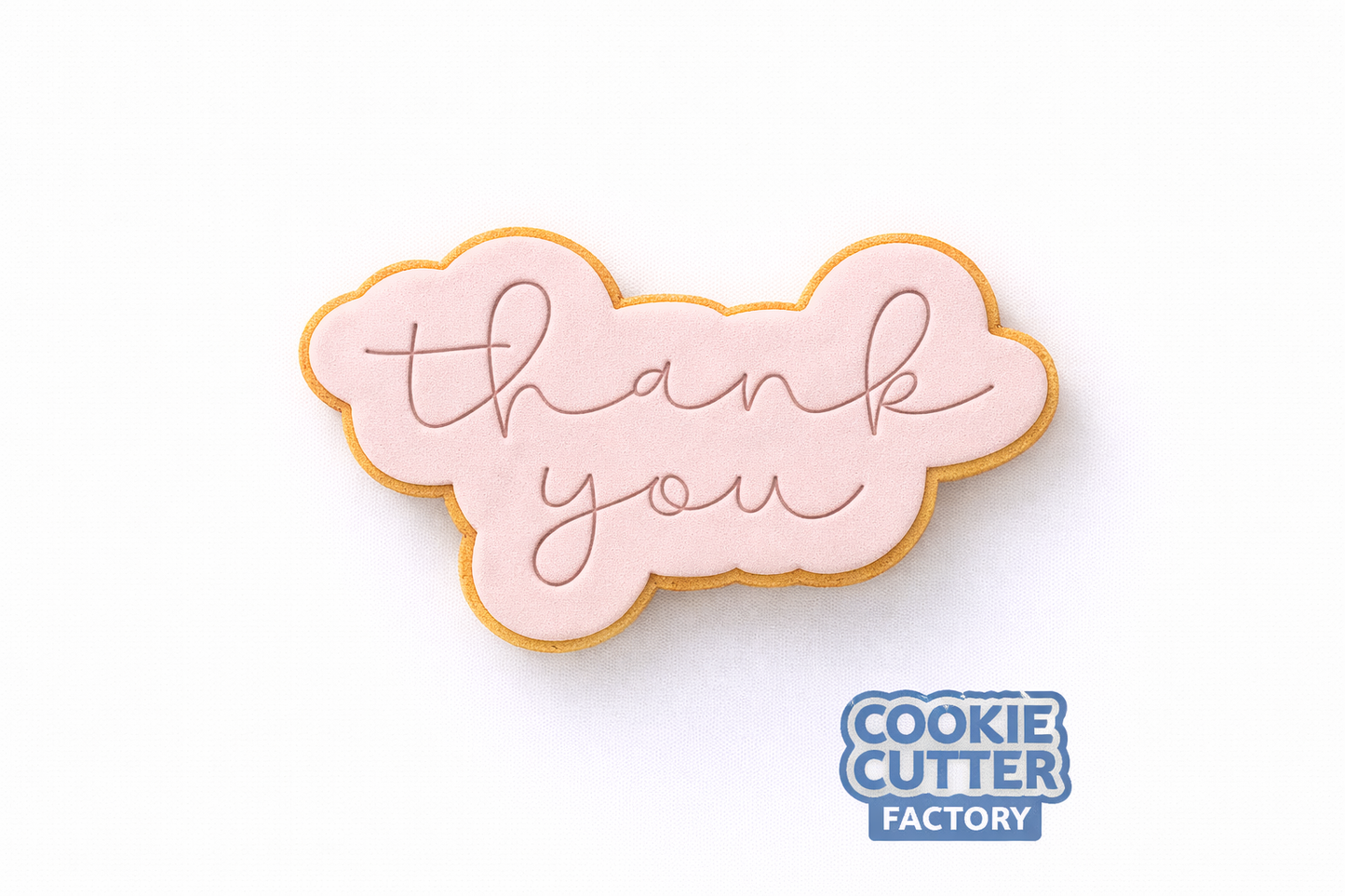 Thank You Script Cloud Cookie Cutter and Embosser Set – Elegant Appreciation Baking Tool