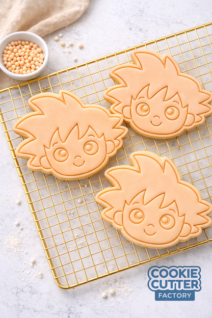 Gohan Style Young Anime Character Cookie Cutter and Embosser Set – Dragon Ball Z Theme Baking Tool