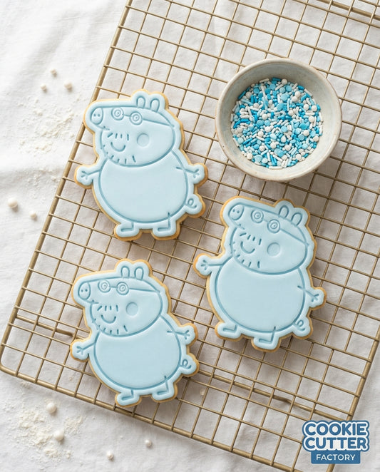 Jolly Pig Father Cookie Cutter and Embosser Set – Cartoon Family Baking Tool