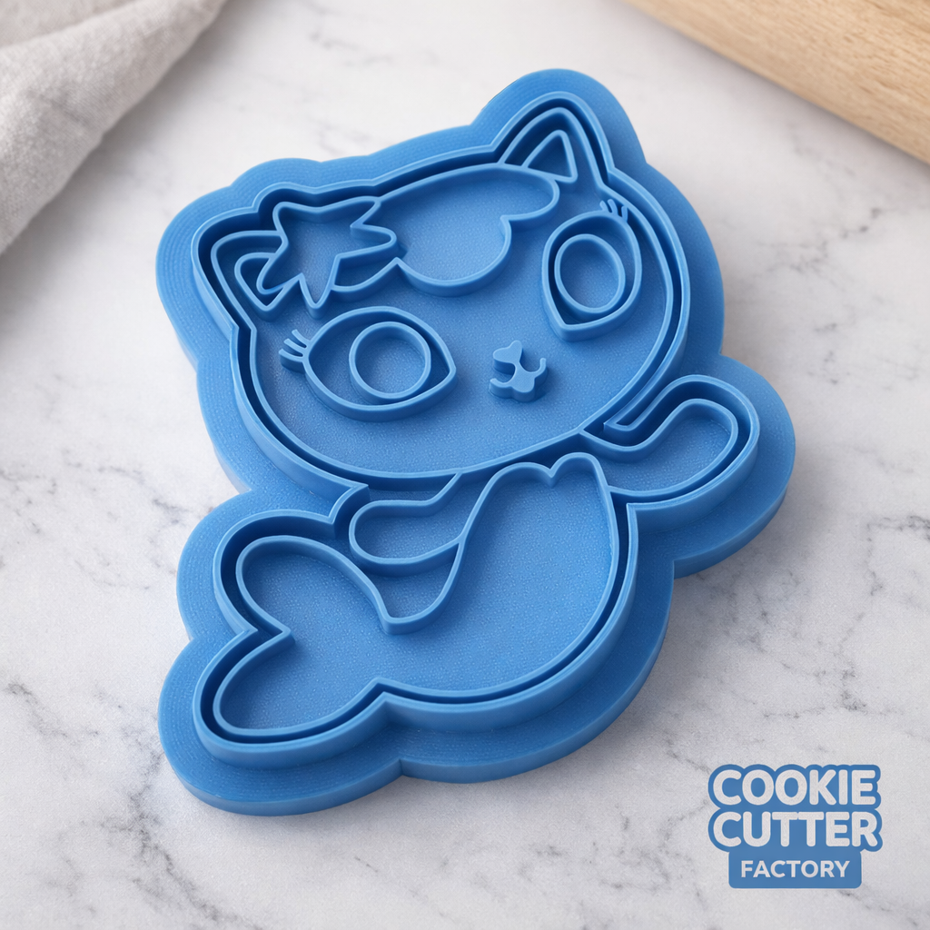 Cat Character Cookie Cutter & Embosser Stamps Set - Animated Adventure Theme  kids tv movie