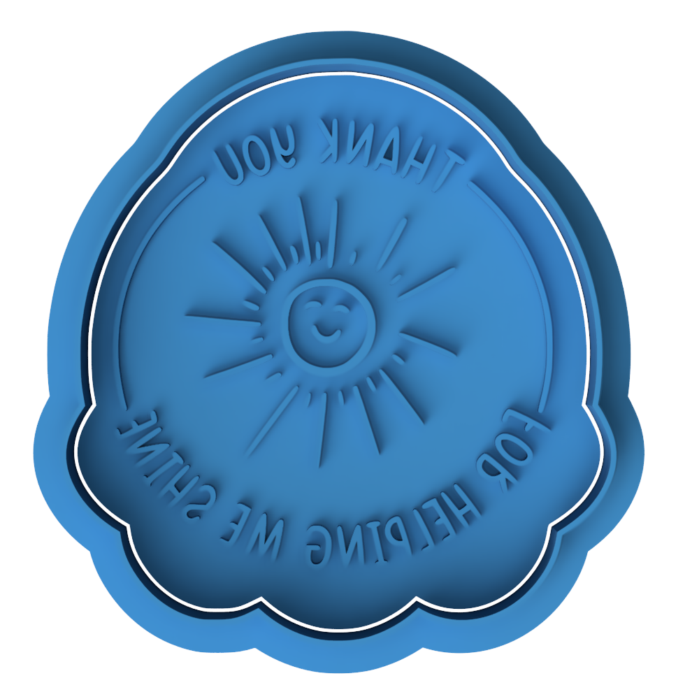 Thank You For Helping Me Shine" Cookie Cutter and Embosser | Sunshine Teacher Gift | Cute Thank You Cookie Stamp