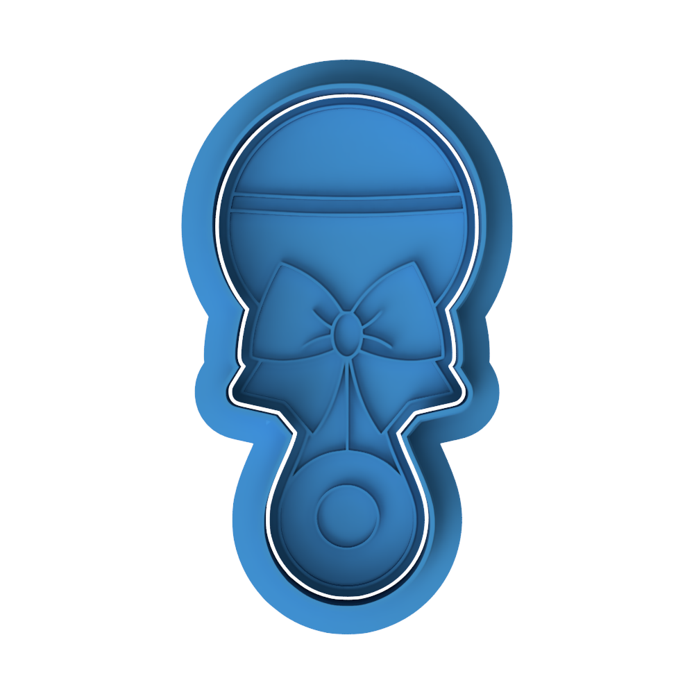 Baby Rattle with Bow Cookie Cutter and Embosser Stamp | Baby Shower, Gender Reveal, Newborn Gift