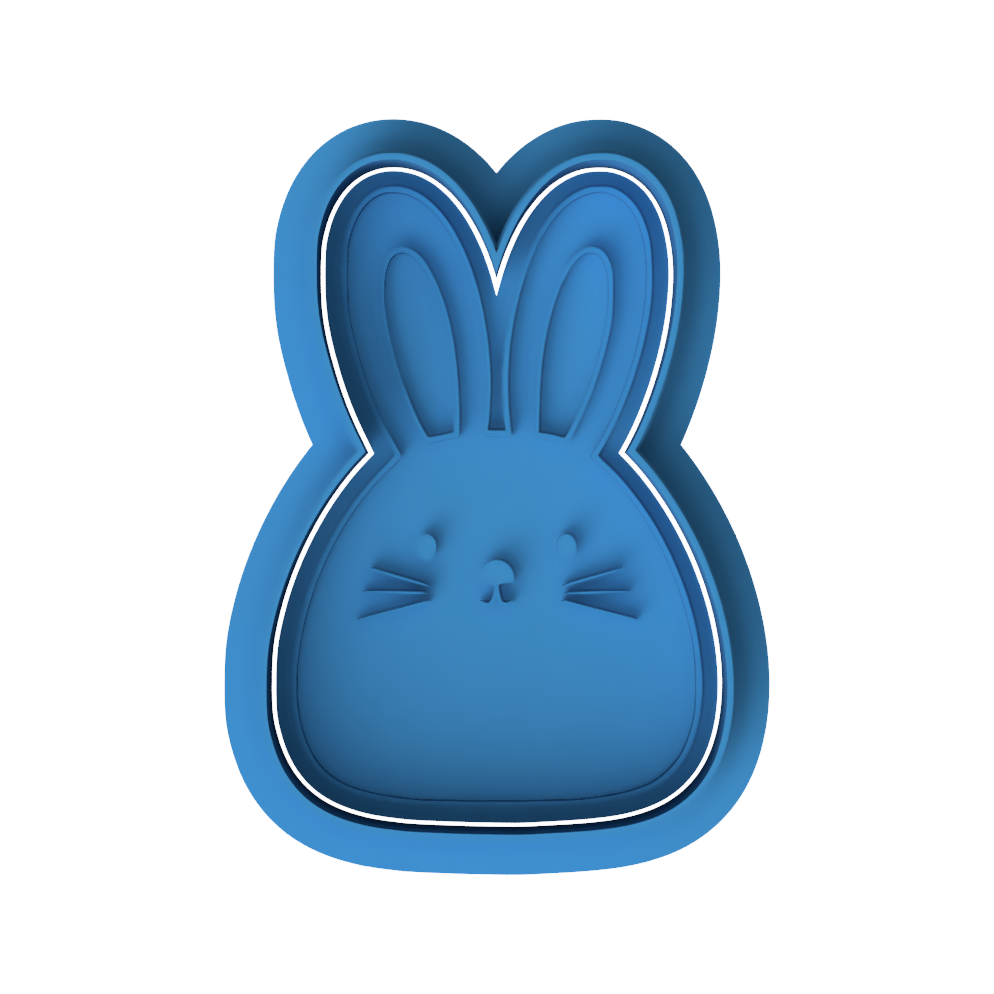 Cute Bunny Face Cookie Cutter and Embosser Stamp | Easter Rabbit Head, Animal Whiskers, Spring