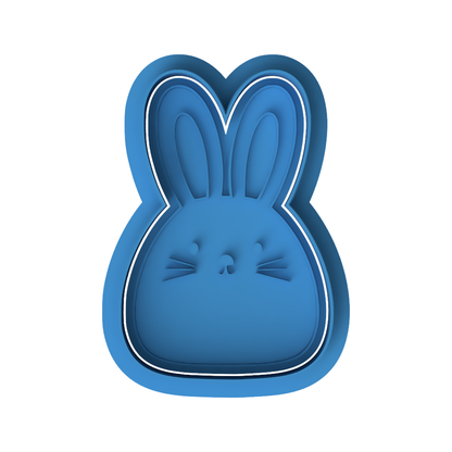 Cute Bunny Face Cookie Cutter and Embosser Stamp | Easter Rabbit Head, Animal Whiskers, Spring