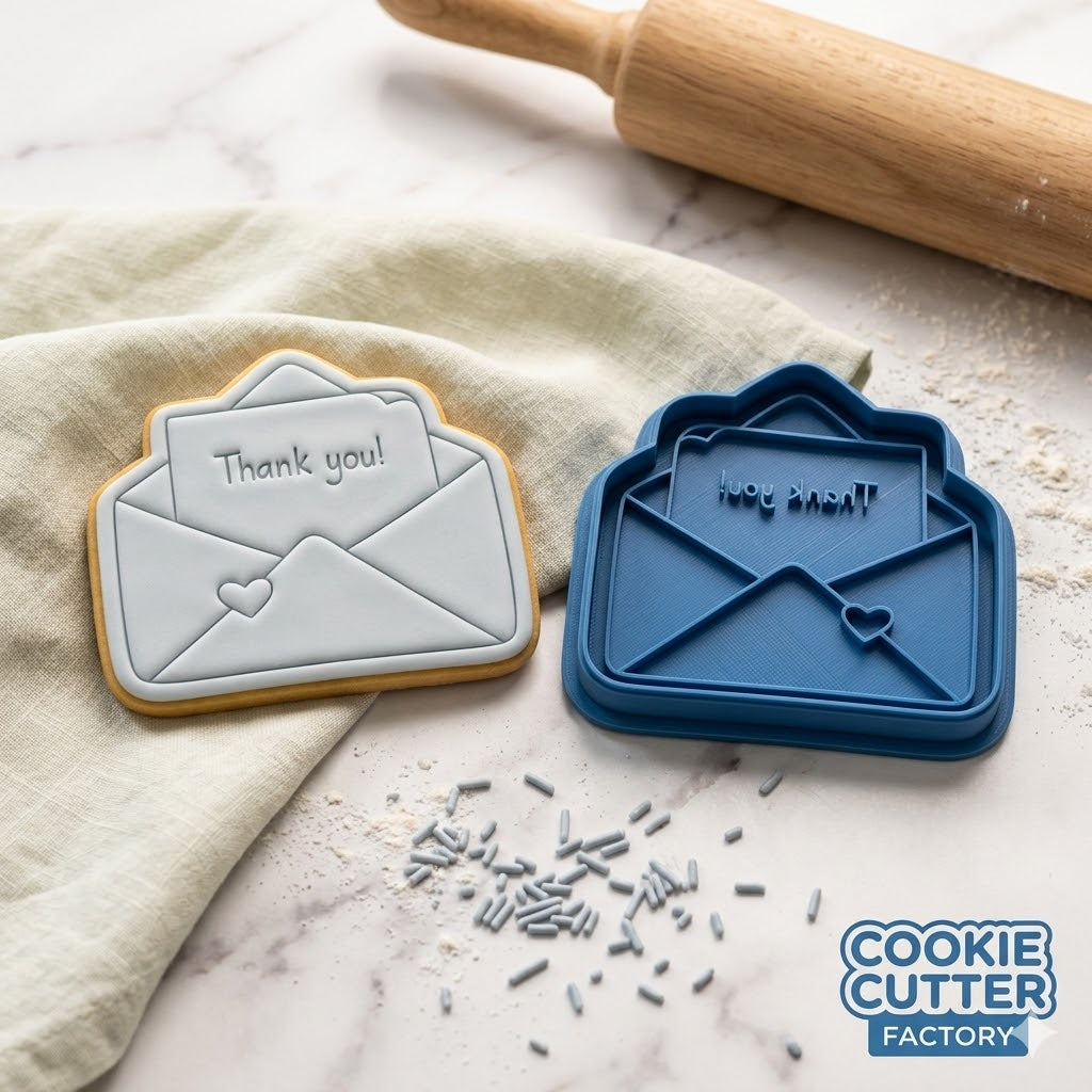 Thank You Letter Envelope Cookie Cutter and Embosser Set