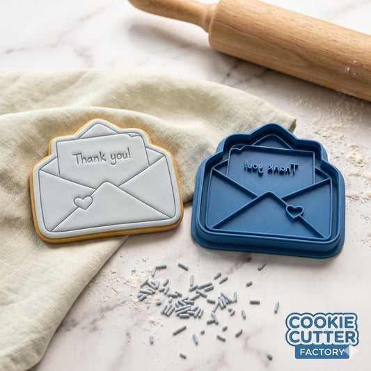 Thank You Letter Envelope Cookie Cutter and Embosser Set