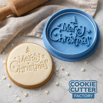 Merry Christmas Cookie Embosser – Festive Round Design
