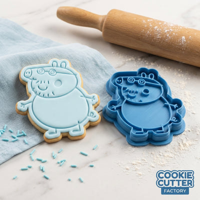 Jolly Pig Father Cookie Cutter and Embosser Set – Cartoon Family Baking Tool