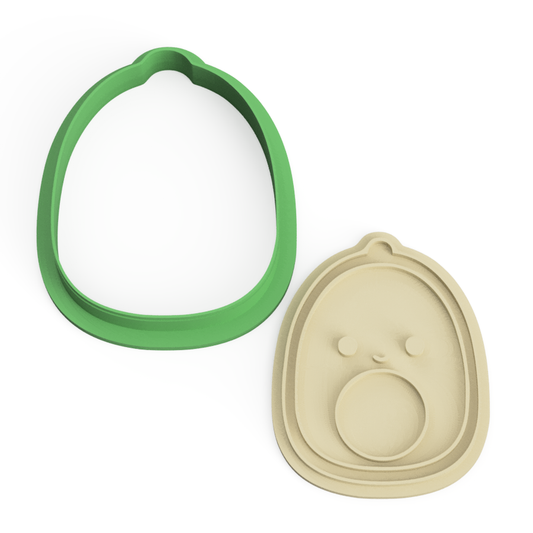 Avocado Squishmallow Cookie Cutter and Stamp Embosser