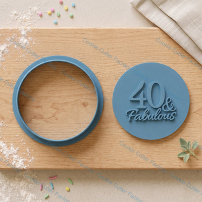 40th Birthday Cookie Cutter and Embosser Stamp Set | 40 and Fabulous, Milestone Birthday Party, Dessert Decorating