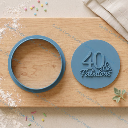 40th Birthday Cookie Cutter and Embosser Stamp Set | 40 and Fabulous, Milestone Birthday Party, Dessert Decorating