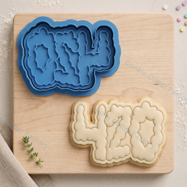 420 Smoke Cloud Cookie Cutter and Embosser Stamp
