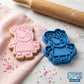 Energetic Piglet Character Cookie Cutter and Embosser Set – Cartoon Family Baking Tool