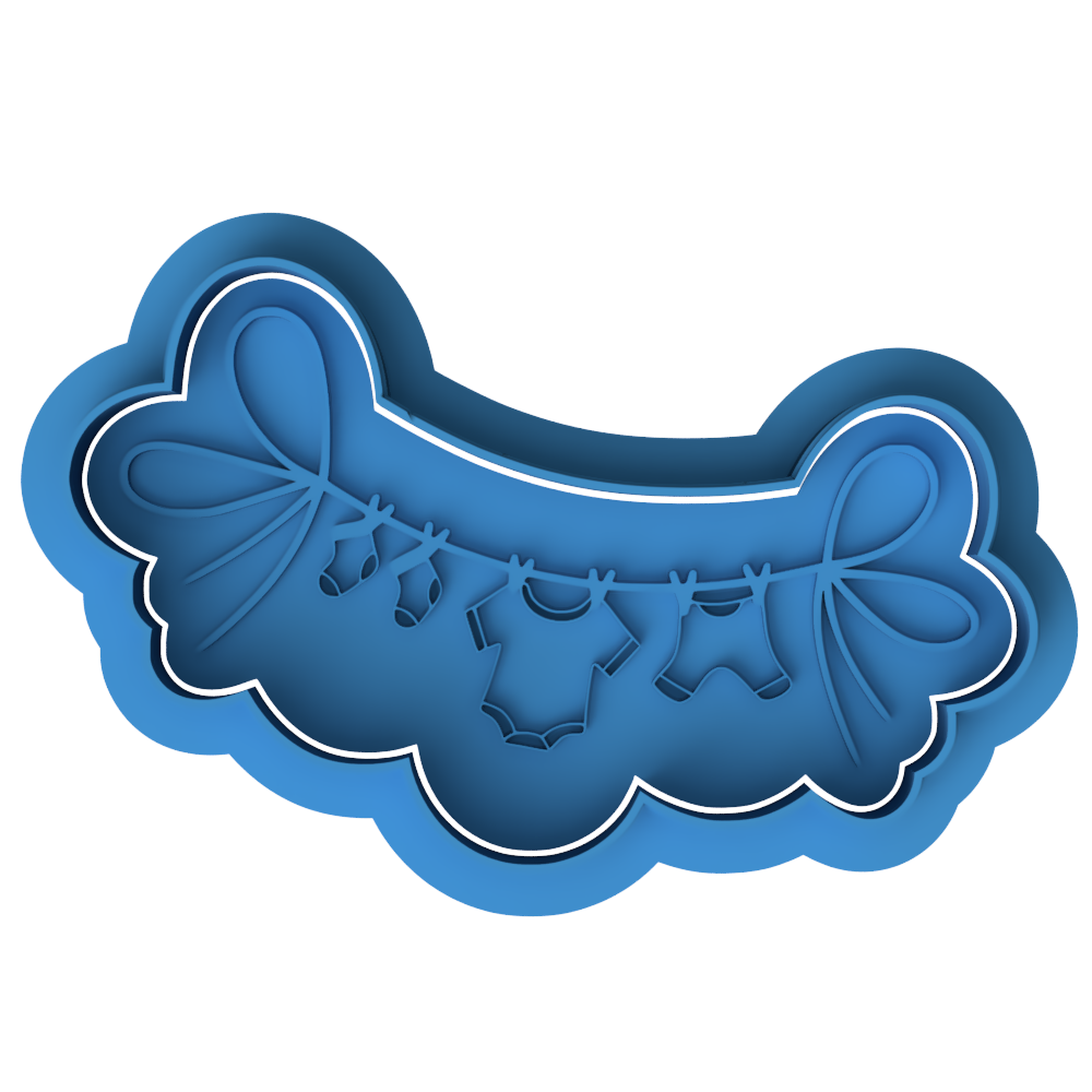 Baby Clothesline Cookie Cutter & Embosser – Baby Shower & Newborn Cookie Stamp