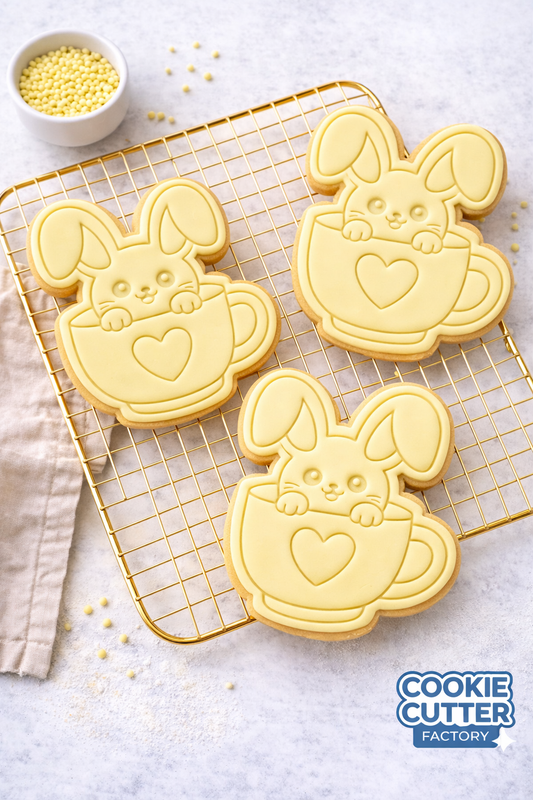 Easter Bunny in Teacup Cookie Cutter and Embosser Set – Easter Collection