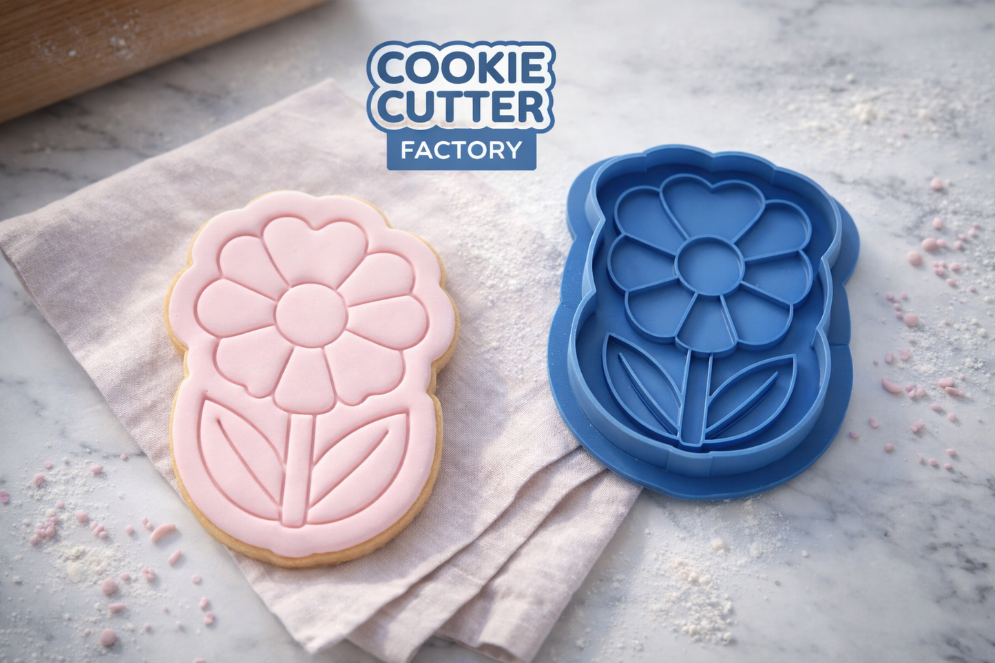 Primrose Flower Cookie Cutter and Embosser Stamp | Round Petal Daisy, Spring Garden, Mother's Day