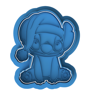 Christmas Stitch Cookie Cutter and Embosser Set | Santa Stitch Cookie Stamp | Disney Holiday Baking | Lilo and Stitch Cookie
