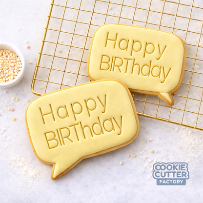 Happy Birthday Speech Bubble Cookie Cutter and Embosser Set