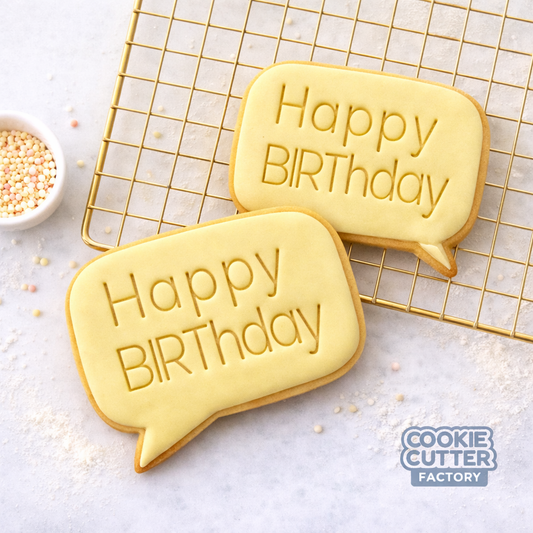 Happy Birthday Speech Bubble Cookie Cutter and Embosser Set