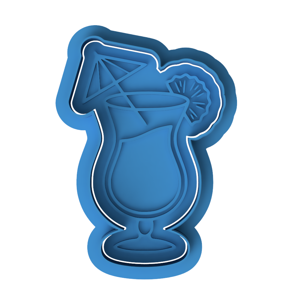 Tropical Cocktail Cookie Cutter and Embosser Set | Piña Colada Summer Luau Party