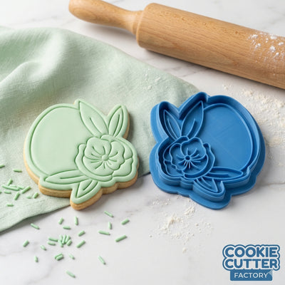 Elegant Floral Easter Egg Cookie Cutter and Embosser Set