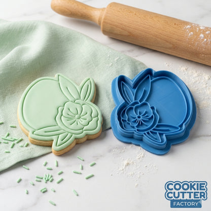 Elegant Floral Easter Egg Cookie Cutter and Embosser Set