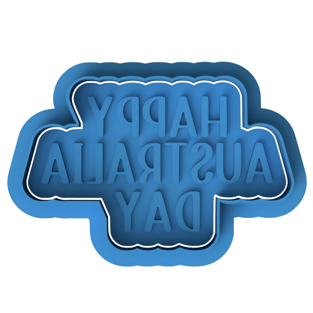 Happy Australia Day Plaque Cookie Cutter and Embosser Stamp | Block Font, National Holiday