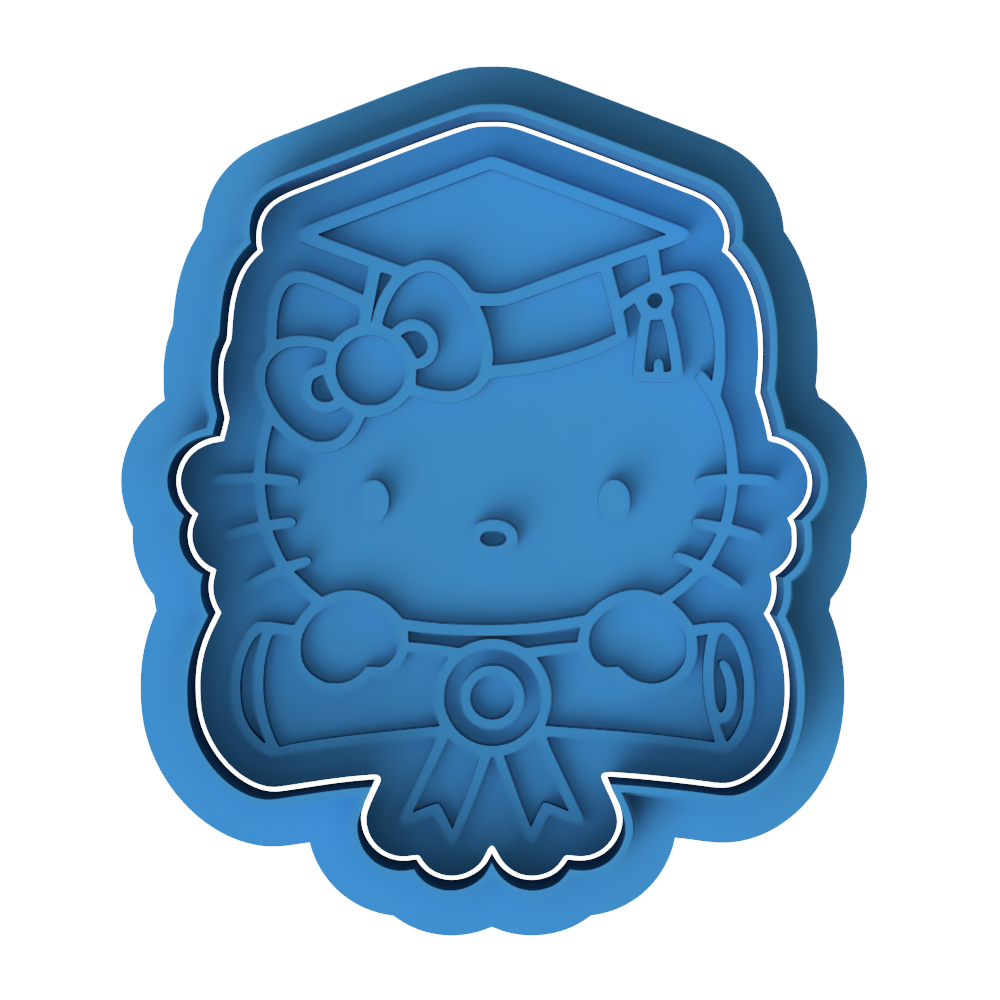 Hello Kitty Graduation Cookie Cutter and Embosser Stamp Set | Sanrio, Grad Cap, Cute