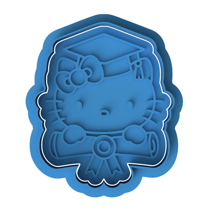 Hello Kitty Graduation Cookie Cutter and Embosser Stamp Set | Sanrio, Grad Cap, Cute
