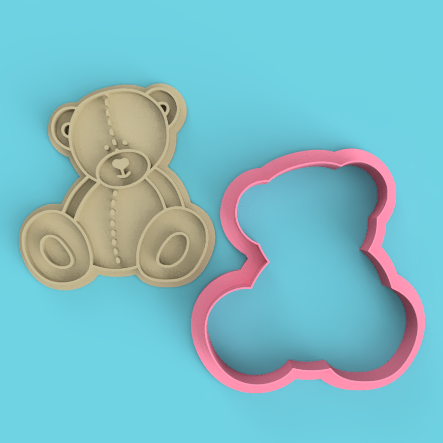 Teddy Bear V3 Cookie Cutter & Embosser Stamp  baby shower