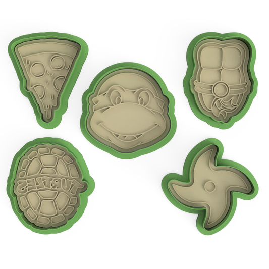 Turtle Ninjas Cookie Cutter & Embosser Stamps Set Kids TV Movie Gaming