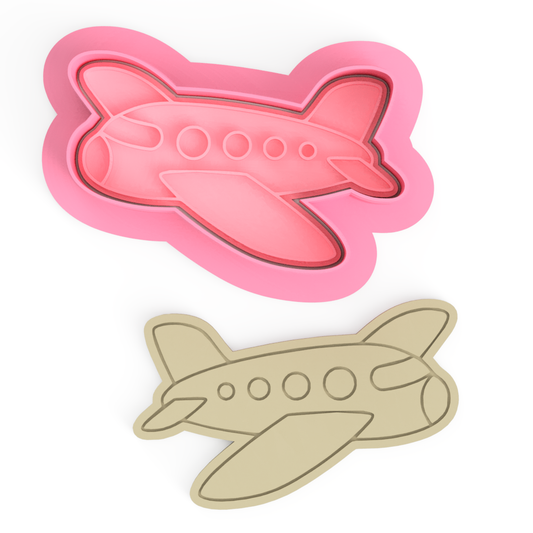 AIRPLANE V1 Cookie Cutter & Embosser Stamps Set Transportation