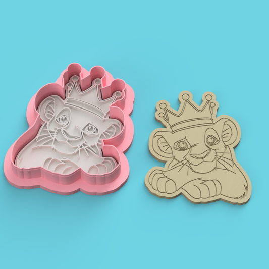 Lion Cub Crown Cookie Cutter & Embosser Stamps Set Kids TV Movie Gaming