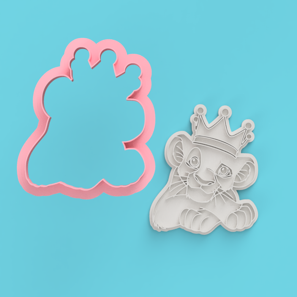 Lion Cub Crown Cookie Cutter & Embosser Stamps Set Kids TV Movie Gaming