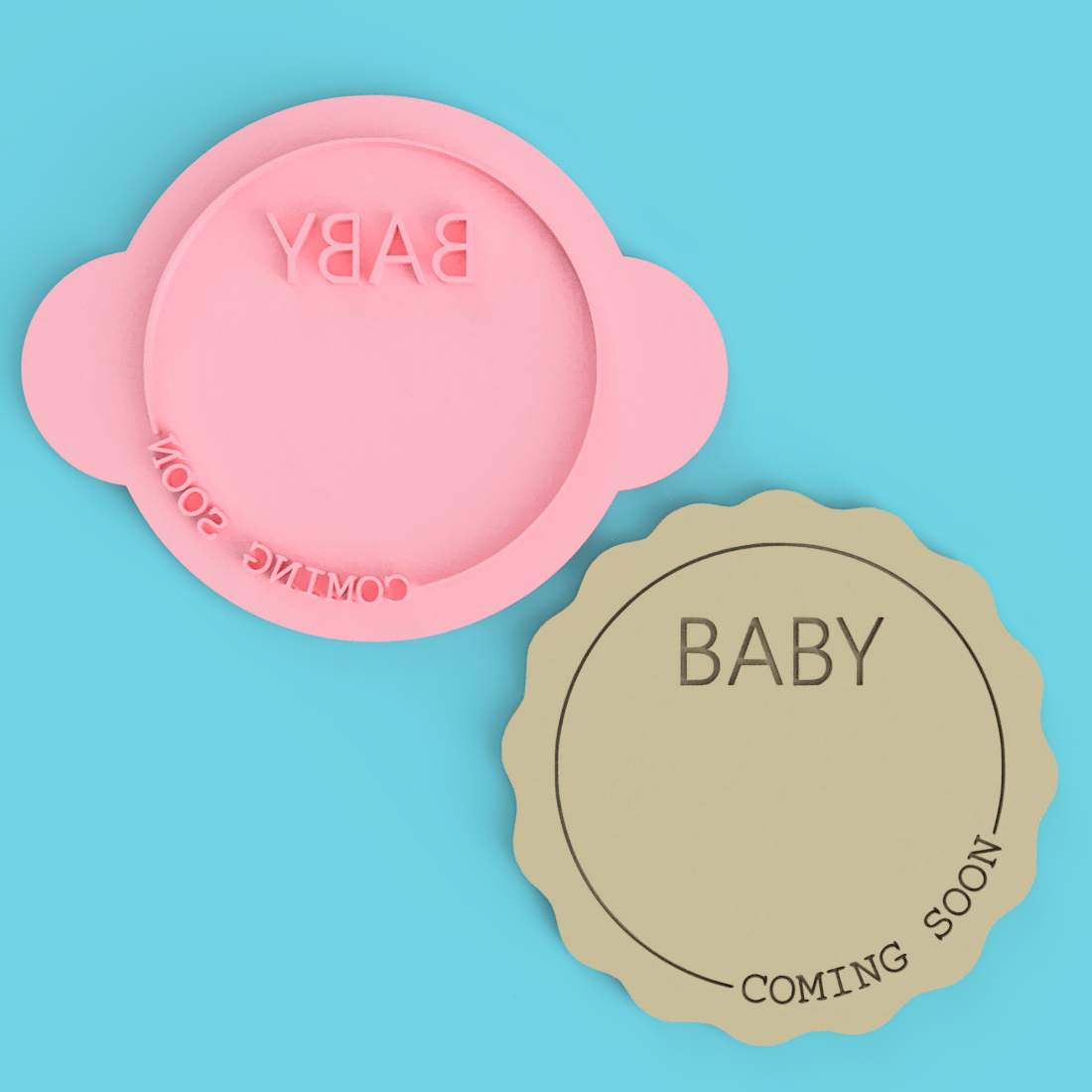 Baby Coming Soon Stamp Cookie Cutter Wavy Circle