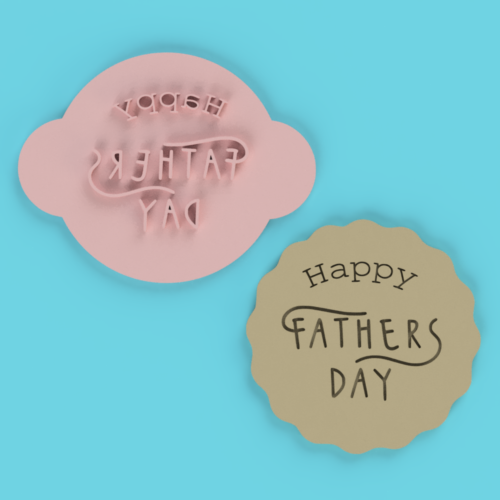 Happy Fathers Day Stamp Cookie Cutter Wavy Circle V1