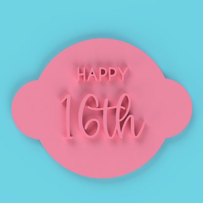 Happy 16th Stamp Cookie Cutter Wavy Circle Birthday