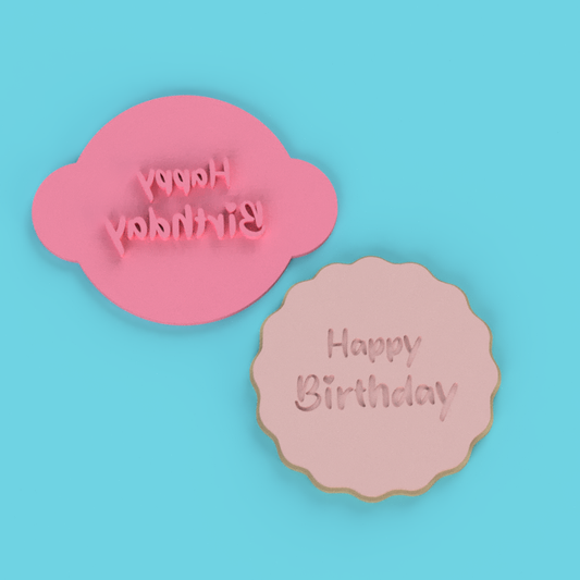 Happy Birthday Stamp Cookie Cutter Wavy Circle