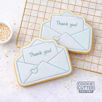 Thank You Letter Envelope Cookie Cutter and Embosser Set