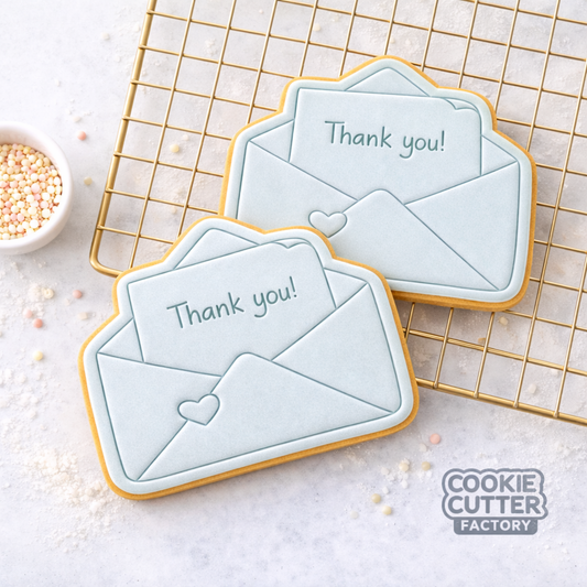 Thank You Letter Envelope Cookie Cutter and Embosser Set