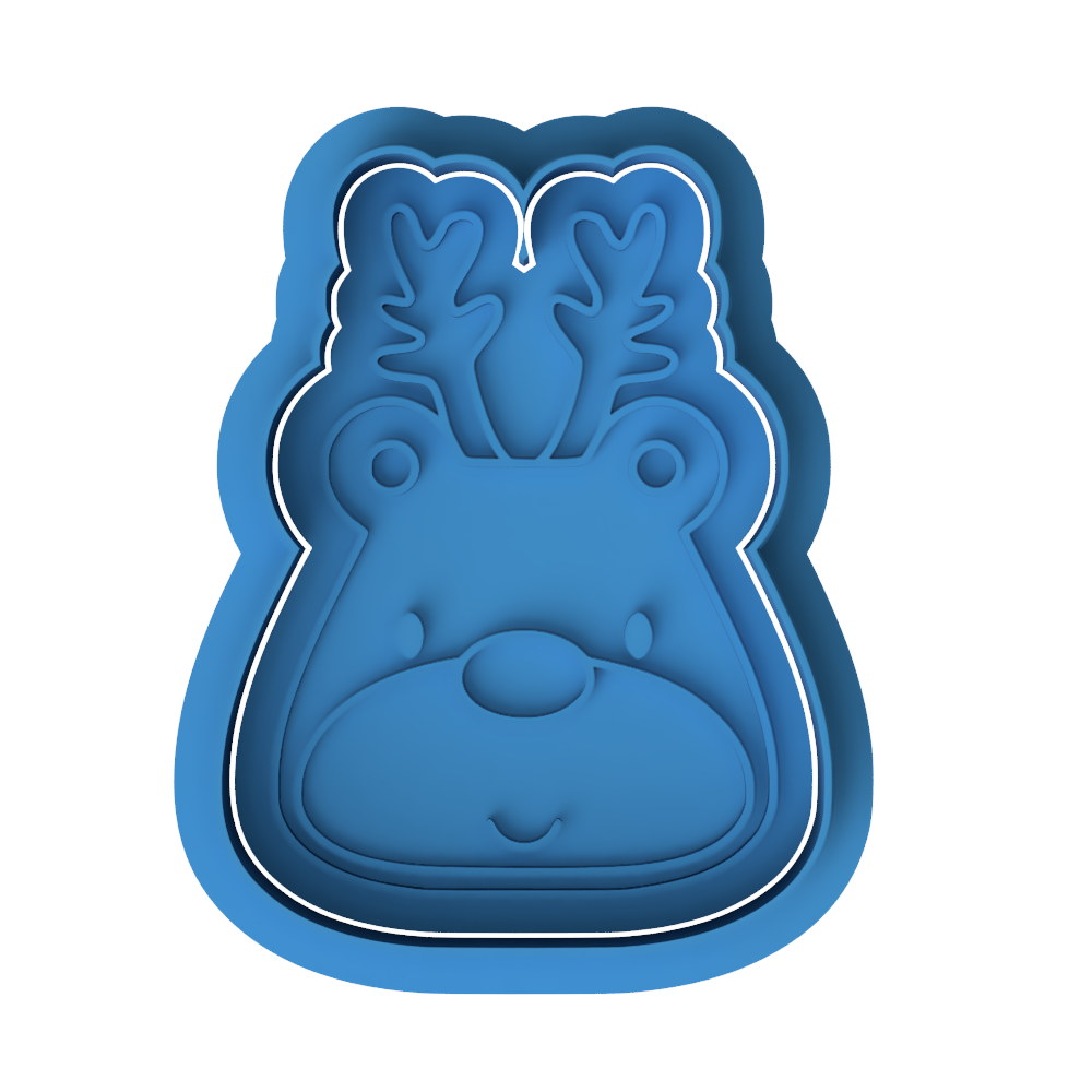 Cute Reindeer Face Cookie Cutter and Embosser | Rudolph Christmas Holiday Baking