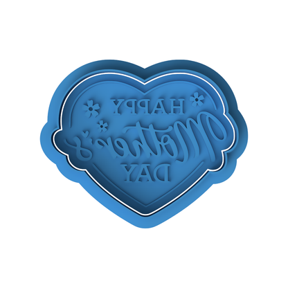 Happy Mother's Day Floral Heart Cookie Cutter and Embosser Stamp Set