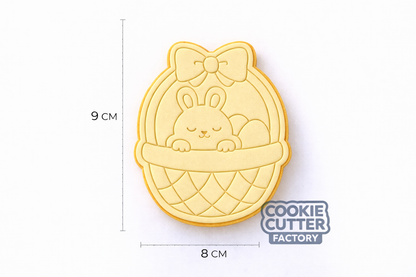 Easter Bunny in Basket with Bow Cookie Cutter and Embosser Set – Easter Collection